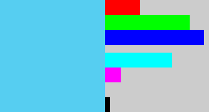 Hex color #56cef1 - lightblue