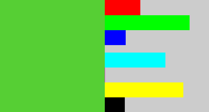 Hex color #56cf34 - toxic green