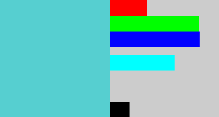 Hex color #56cfd0 - seafoam blue