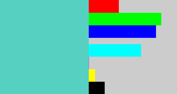 Hex color #56d0c1 - seafoam blue