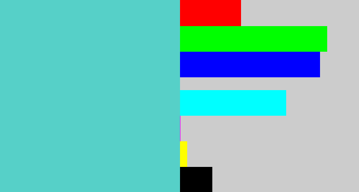 Hex color #56d0c8 - seafoam blue