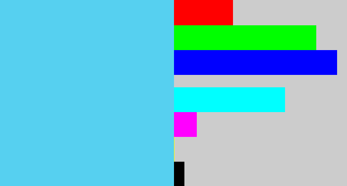 Hex color #56d0f0 - lightblue