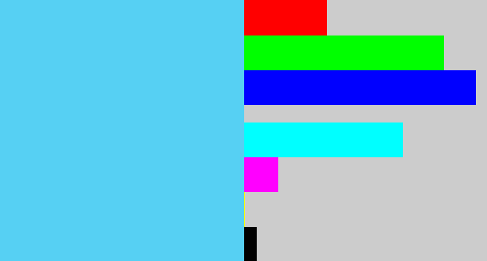 Hex color #56d0f3 - lightblue