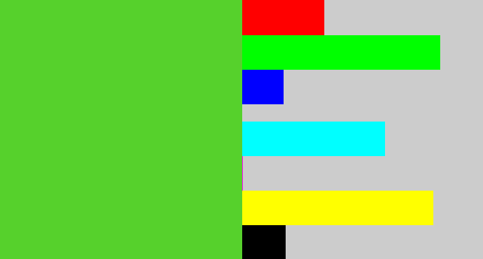 Hex color #56d12c - toxic green