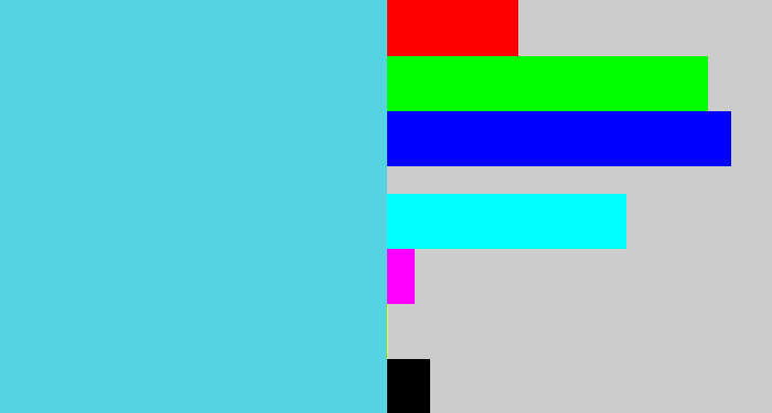 Hex color #56d3e3 - lightblue