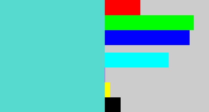 Hex color #56dacf - light greenish blue