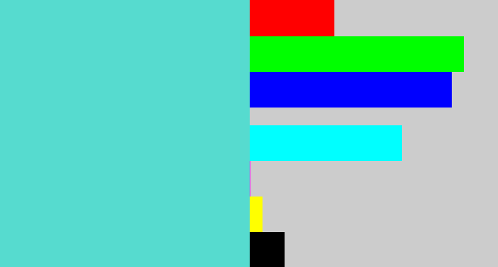 Hex color #56dbcf - light greenish blue