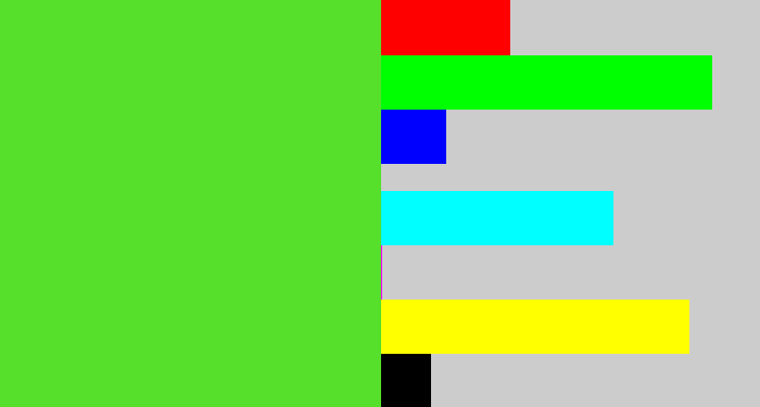 Hex color #56df2b - toxic green