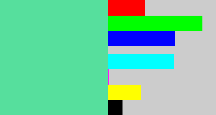 Hex color #56df9d - light green blue