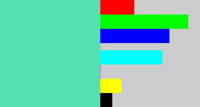 Hex color #56e0b1 - light greenish blue