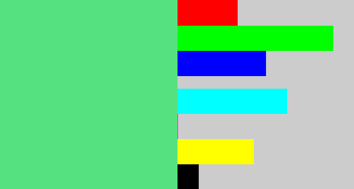 Hex color #56e180 - weird green