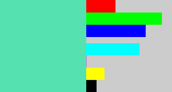 Hex color #56e1b1 - light greenish blue