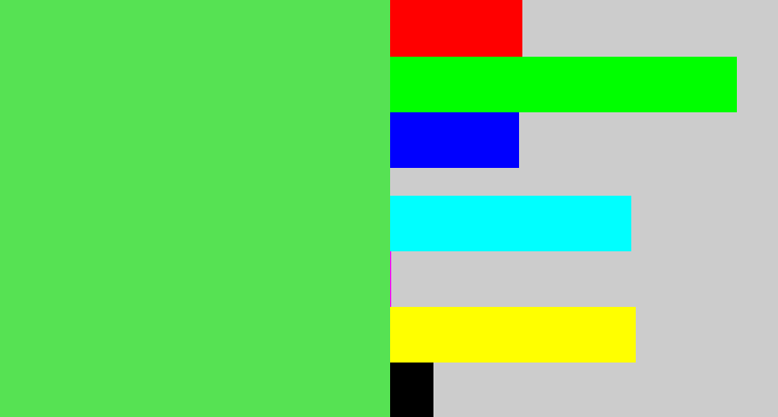 Hex color #56e253 - lightish green
