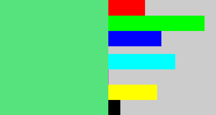 Hex color #56e27c - weird green