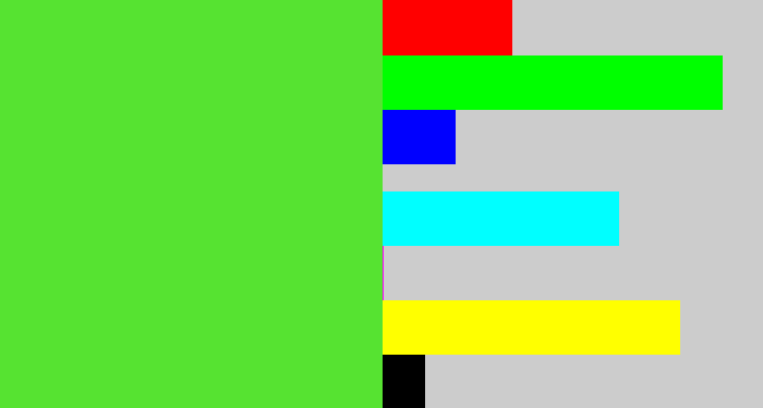 Hex color #56e331 - toxic green