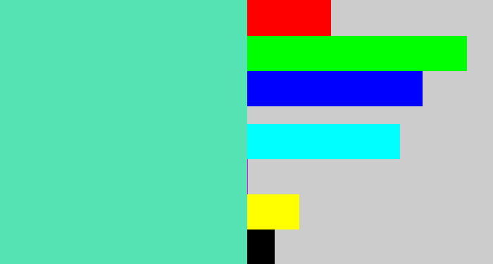 Hex color #56e3b4 - light greenish blue