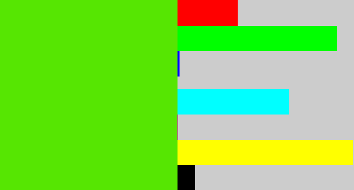 Hex color #56e602 - bright lime green