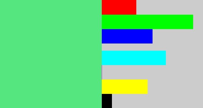 Hex color #56e67f - weird green