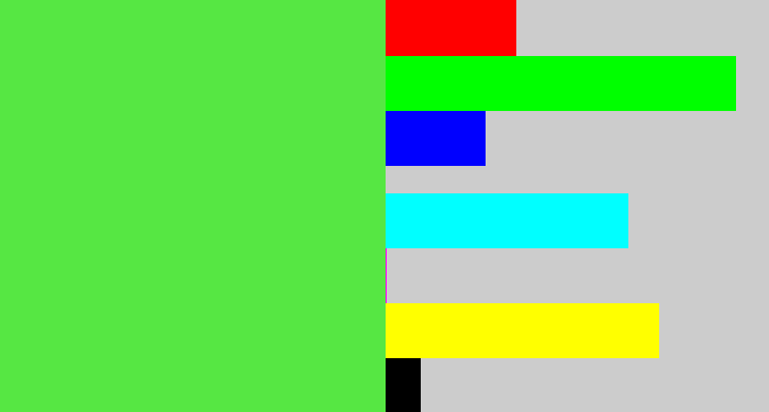 Hex color #56e743 - fresh green