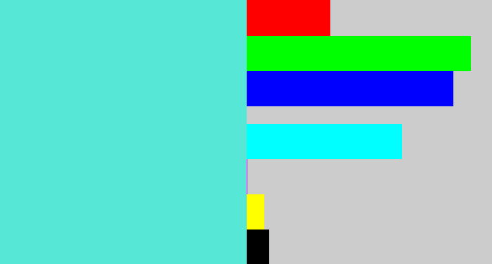 Hex color #56e7d6 - tiffany blue