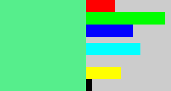 Hex color #56ee8c - sea green