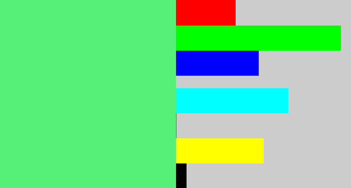 Hex color #56f078 - lightish green