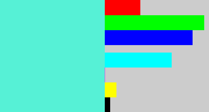 Hex color #56f1d6 - light greenish blue