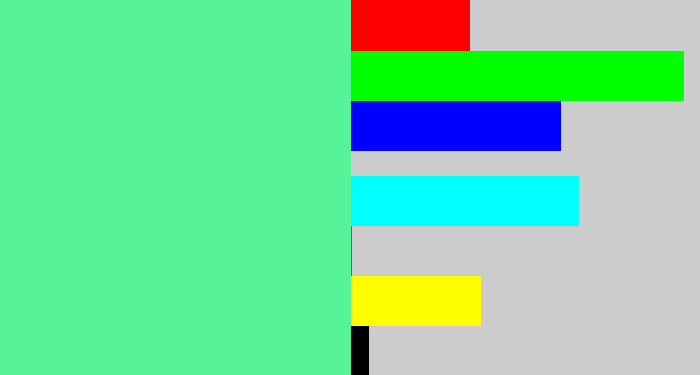 Hex color #56f398 - sea green