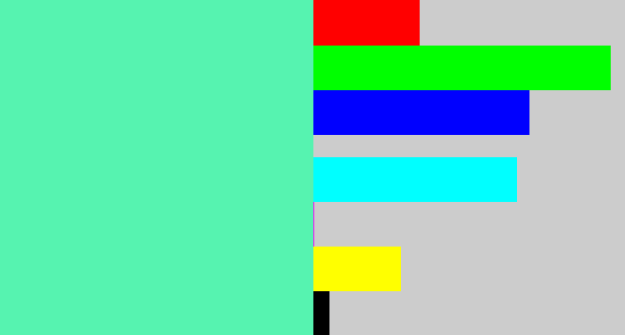 Hex color #56f3b0 - light greenish blue