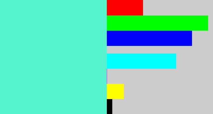 Hex color #56f3cd - light greenish blue