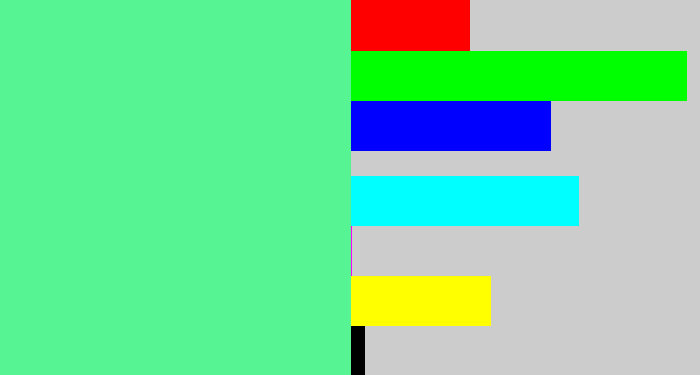 Hex color #56f492 - sea green