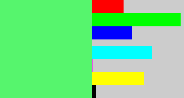 Hex color #56f56d - light bright green