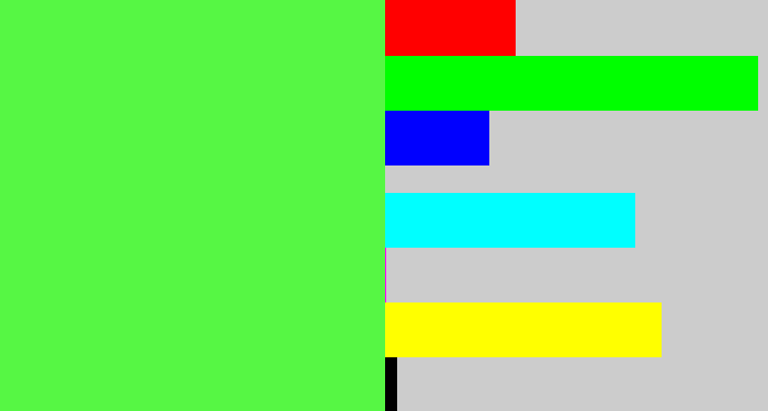 Hex color #56f744 - light neon green