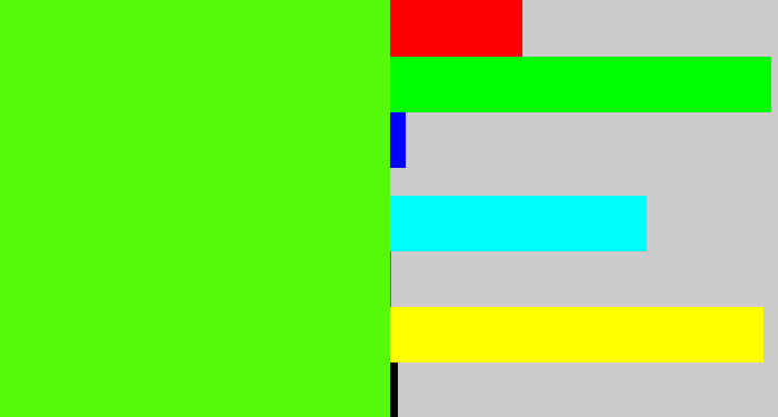 Hex color #56fa09 - bright lime green
