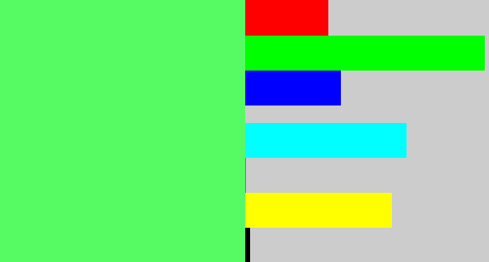 Hex color #56fb64 - light bright green
