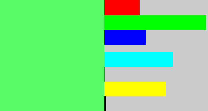Hex color #56fb66 - light bright green