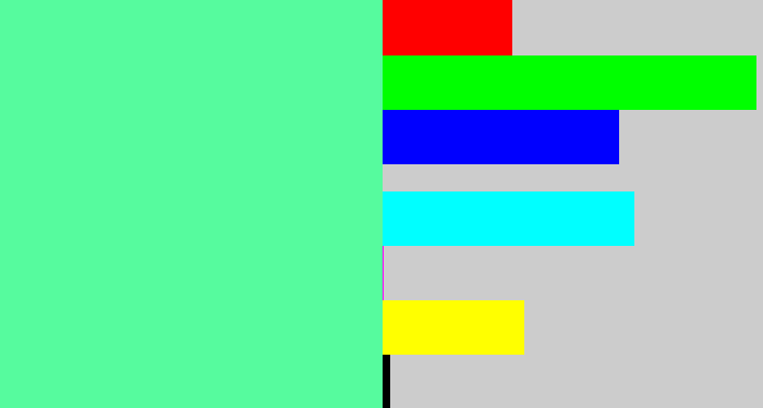 Hex color #56fb9e - light green blue