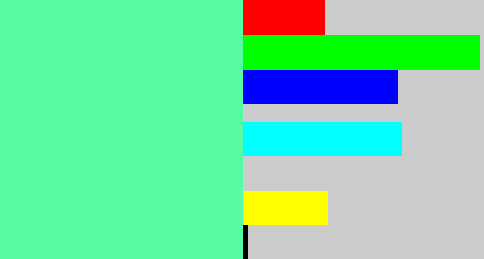 Hex color #56fba4 - light green blue