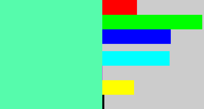 Hex color #56fbac - light green blue