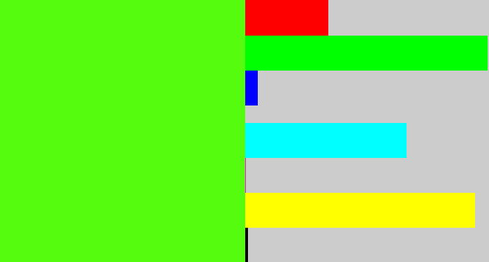 Hex color #56fc0e - bright lime green