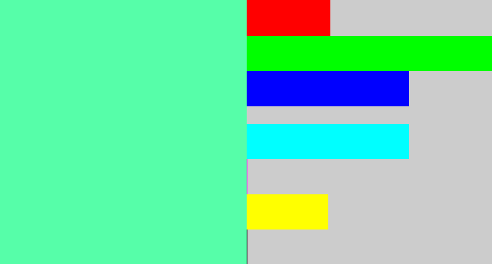 Hex color #56fea9 - light green blue