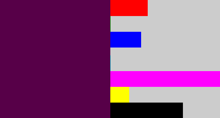 Hex color #570048 - plum purple