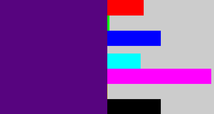 Hex color #57047f - royal purple