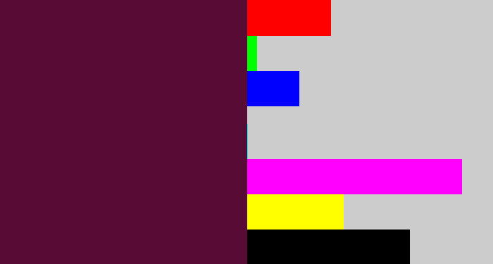 Hex color #570b35 - plum