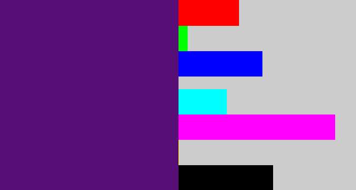 Hex color #570e77 - royal purple