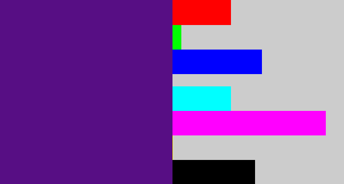 Hex color #570e84 - royal purple