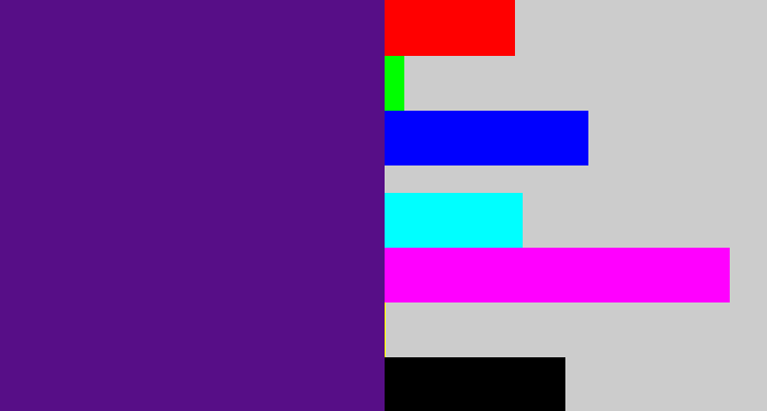 Hex color #570e87 - royal purple