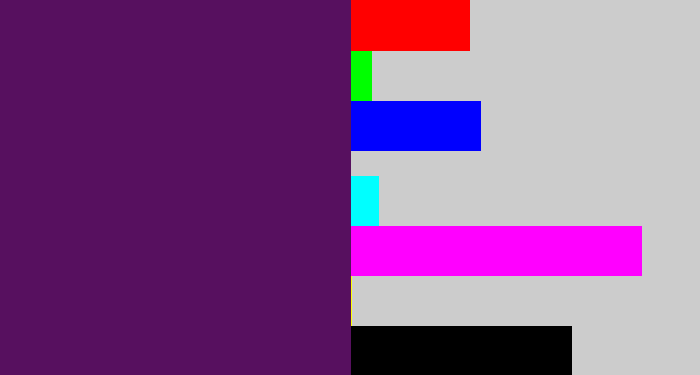 Hex color #57105f - grape purple