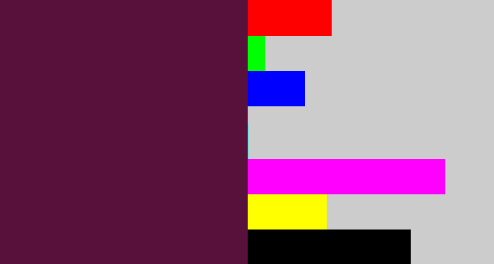 Hex color #57113b - plum