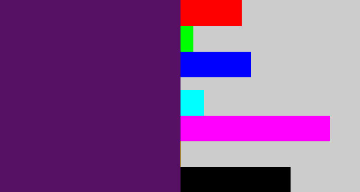 Hex color #571164 - grape purple